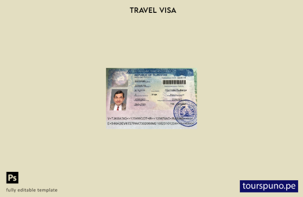 ready to print Tajikistan travel visa template